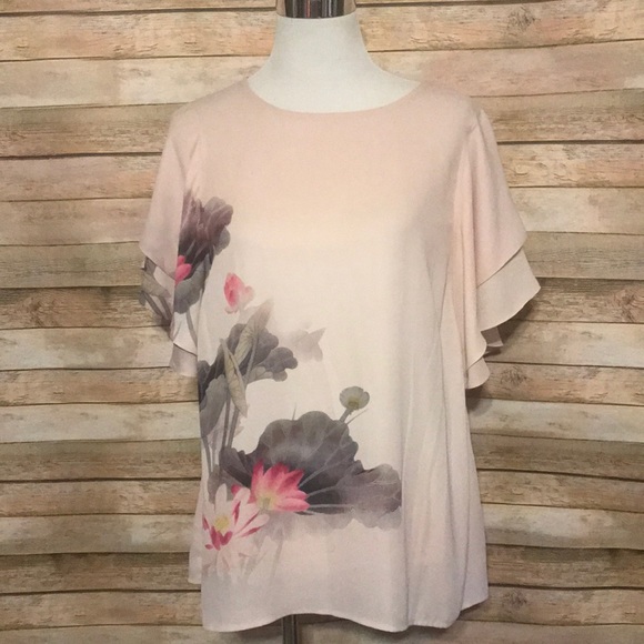 Worthington Tops - Rose floral print blouse